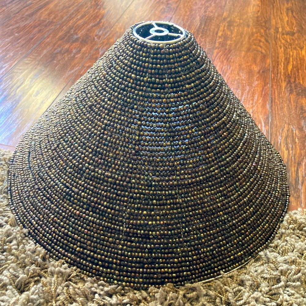 VINTAGE 90s Beaded Cone Lamp Shade Bronze Silver-tone Spiegel